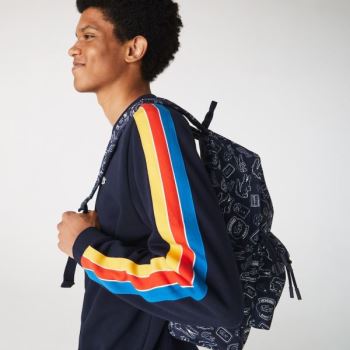 Lacoste Neocroc Lacoste Pattern Canvas Backpack - Batoh Pánské Tmavě Blankyt Blankyt / Bílé | CZ-6ws